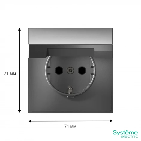 Розетка с заземлением, шторками и крышкой (сталь) Systeme Electric GAL000946S