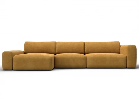 Диван угловой Лига-066 НПБ Лонг угол левый (ЛДСП,Фанера,Брус,Велюр/Желтый) Лига Диванов 131216L