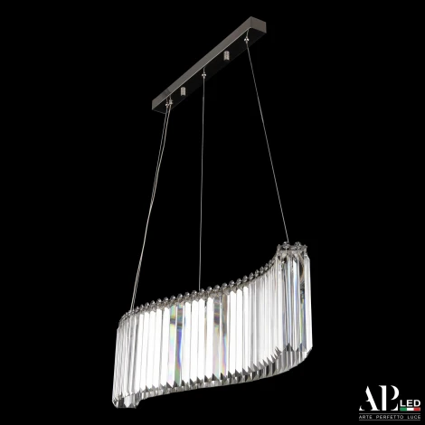 Подвесная люстра светодиодная APL LED Sicilia SH12.80.A.Ni.4000 (220V, хрусталь, на тросе)