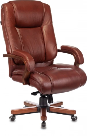 Кресло руководителя Бюрократ T-9925WALNUT светло-коричневый Leather Eichel кожа крестовина металл/дерево