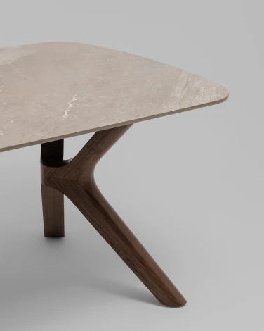 Стол обеденный Weatte 160х100 см керамика мокко мрамор шпон ореха Stool Group УТ000042607