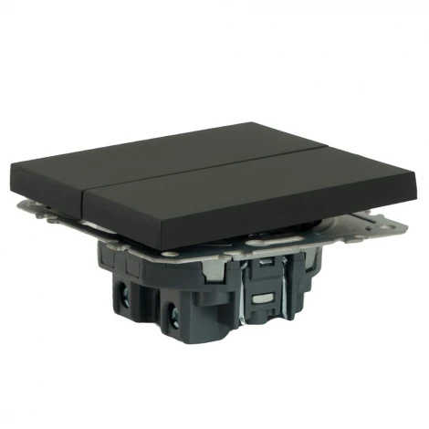 Выключатель двухклавишный (черный уголь, soft touch) Stekker Эмили 49840