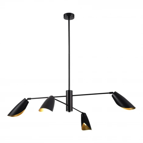 Потолочная люстра на штанге Evoluce Alton SLE1254-403-04 Черный/Черный, золотой E14 4*60W