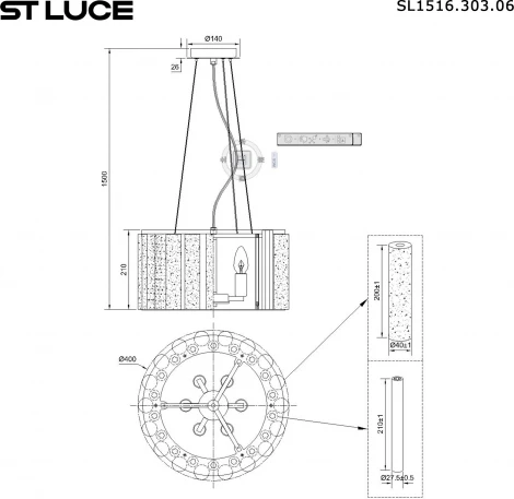 Подвесной светильник ST Luce Delight SL1516.303.06 Бронза, Прозрачный/Белый алебастр E14 6*40W (220V, на тросе, круглые)