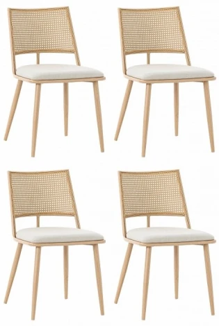 Набор из 4 стульев Unity Echo Hesby (Бежевый,Черный/Металл,Ротанг,Велюр) арт.HSBI_DC2245_black_4