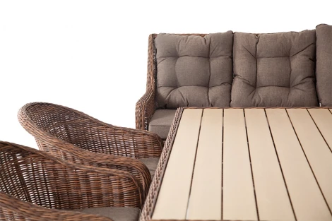 Обеденная группа угловая из искусственного ротанга, цвет коричневый 4SIS Бергамо BS6CT-5-SET brown