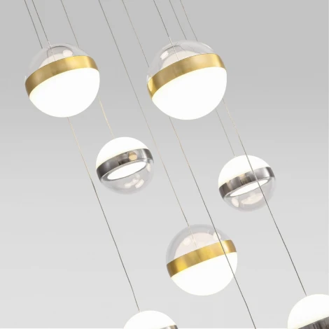 Подвесная люстра каскадная Odeon Light Roni 5037/84L ант.бронза/никель/прозрачн/молочный/металл/акрил LED 84W 4000K 4800лм
