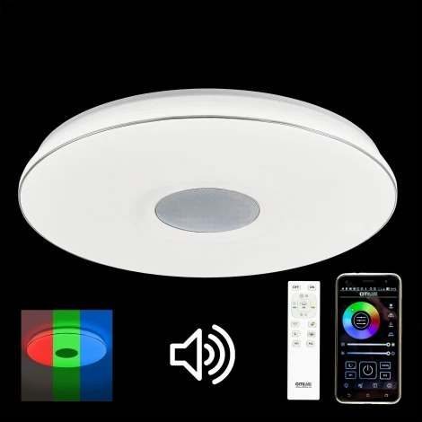 Потолочный светильник RGB круглый Bluetooth-динамик Citilux Light & Music CL703M101 (LED, 220V, пульт управления, управление смартфоном, голосовое управление, умный дом - Алиса, Маруся, Сири, круглые)