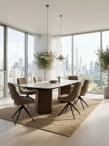 Стул АНДЕРС (ANDERS) 360 град., цвет КОРИЧНЕВЫЙ EYELASH-171 фактурный шенилл/ ЧЕРНЫЙ каркас, ®DISAUR M-City 64831