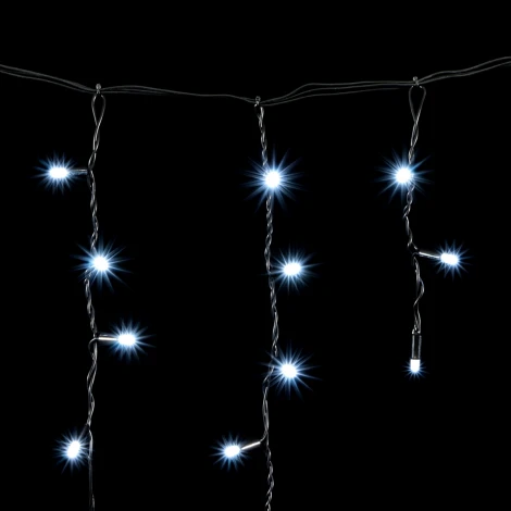 Гирлянда Бахрома с Колпачком 3,1 x 0,5 м Белая 220В, 120 LED, Провод Черный ПВХ, IP65