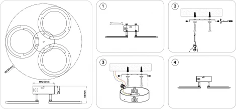 Потолочная люстра светодиодная на штанге с пультом Ambrella ACRYLICA FA8942 (регулировка яркости, 220V, кольцо)