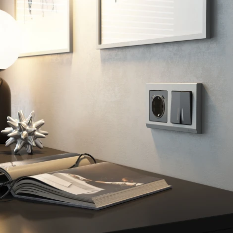 Розетка с заземлением,шторками и USB Type A+С (графит матовый) Werkel W1171764 (a063106)