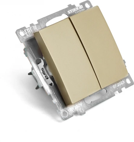 Переключатель двухклавишный (золото) Stekker Катрин 49220