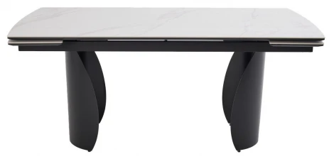 Стол ОЛЬХОН 180 цвет БЕЛЫЙ МРАМОР МАТОВЫЙ , керамика / Черный каркас M-City 64719