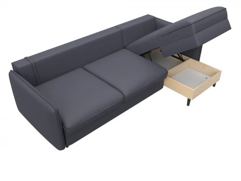 Диван угловой Лига-064 НПБ угол универсальный (ДСП/Дерево/Экокожа/Серый) Лига Диванов 129934