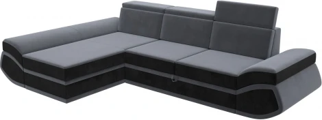 Диван угловой Лига-032 левый угол (Серый,Черный/Велюр) Лига Диванов арт.121647L
