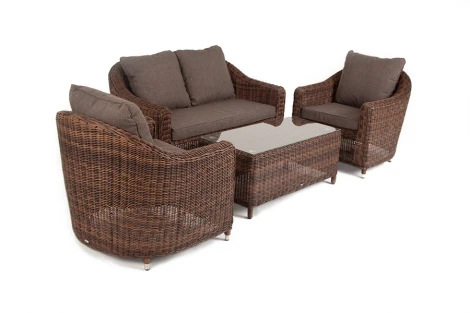 Лаунж-зона из искусственного ротанга, цвет коричневый 4SIS Кон Панна KPS2C2TJ-4-SET brown