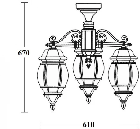 Потолочный светильник уличный Oasis Light AMERICA L 83470LA/3 Bl (220V, фонарь, IP44)