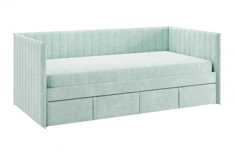 Кровать с ящиками Твикс (Софа) 90х200 см Mebelson (ДСП,Велюр/Зеленый) арт.171562,2764