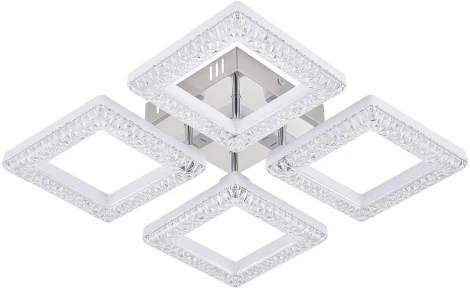 Потолочная люстра светодиодная Escada Aquarius 10287/4LED 62Вт, с ПДУ, металл/акрил, хром/белый/прозрачный (220V)
