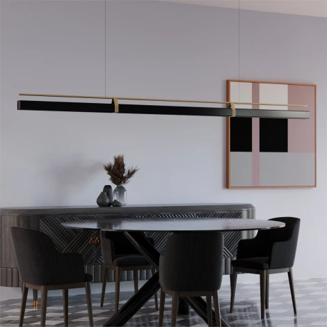 Подвесной линейный светодиодный светильник Lightera Omolon LE108L-200B Wi-Fi (Умный дом, Алиса, Маруся, голосое управление) (220V, на тросе)