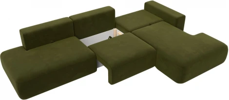 Диван угловой Лига-036 НПБ Модерн Лонг правый угол (Зеленый/Микровельвет) Лига Диванов арт.121419