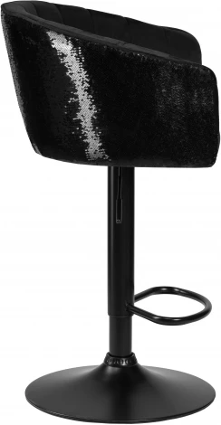Стул барный DOBRIN DARCY BLACK SHINY (черный велюр с черно-золотыми пайетками) 5025_BlackBase_Shiny-LM SHINY, цвет сиденья черный пайетками, основания