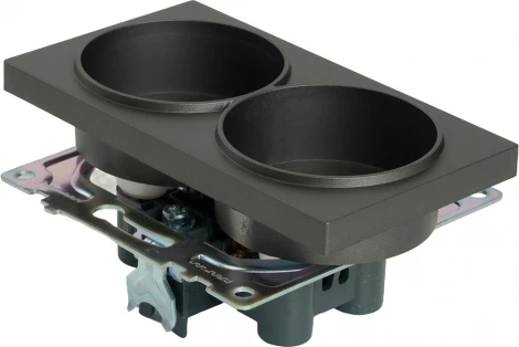 Розетка двойная без заземления со шторками (графит) Stekker Катрин 49421