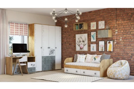 Шкаф БТС навесной Тренд АН-03, крафт/бетон