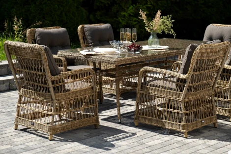 "Цесена" обеденная группа плетеная из искусственного ротанга, цвет соломенный 4SIS арт.УТ-00008187