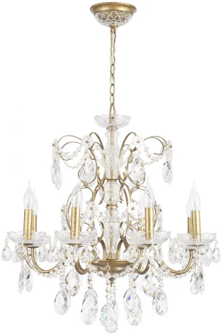 Подвесная люстра Crystal Lux ODELIS SP8 GOLD (220V, подвески, на цепи, подсвечник, свеча)
