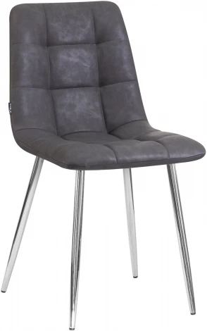 Стул обеденный ALEX (хром ножки, серая антрацитовая винтажная экокожа (RU-08))