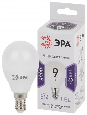 Лампочка светодиодная E14 9W ЭРА LED P45-9W-860-E14