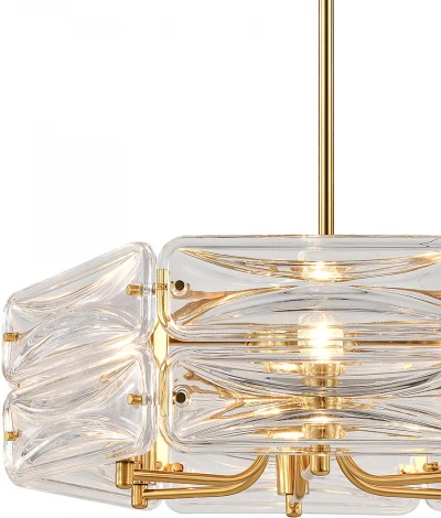 Потолочная люстра на штанге (12046/6P Brass) Indigo Zaffiro V000500 (220V, хрусталь, круглые)