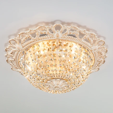 Потолочная люстра Eurosvet 3298 3298/5 белый с золотом / прозрачный хрусталь