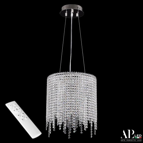 Подвесная люстра светодиодная с пультом APL LED Sicilia SH01.35.B.LED-DIM.Ni (220V, хрусталь, на тросе)