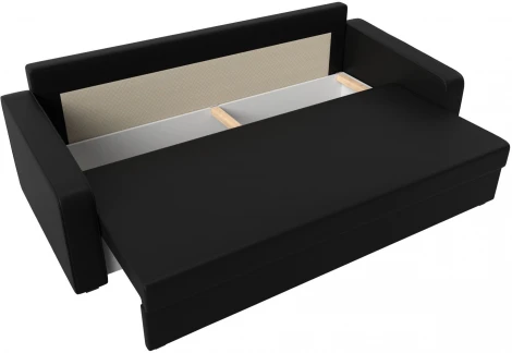 Диван прямой Лига-009 (Черный/Экокожа) Лига Диванов арт.118065