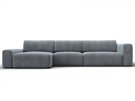 Диван угловой Лига-066 НПБ Лонг угол левый (ЛДСП,Фанера,Брус,Велюр/Серый) Лига Диванов 131228L