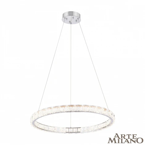 Подвесной светильник Arte Milano Venezia 311311/D600 NI (регулировка яркости, LED, 220V, хрусталь, пульт управления, на тросе, кольцо)