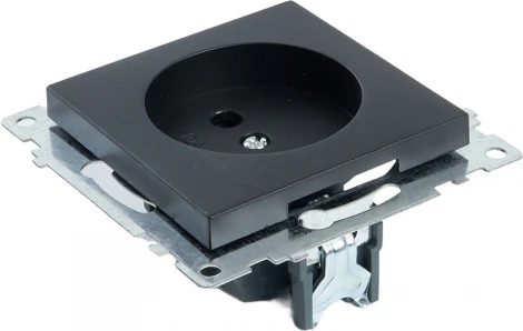 Розетка без заземления со шторками (черный) Stekker Катрин 39609