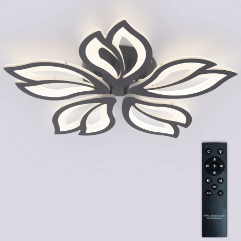 Потолочная люстра светодиодная с пультом ДУ 110W, черный, LED Natali Kovaltseva Fortuna LED LAMPS 81107/5C (регулировка яркости, 220V, цветы)