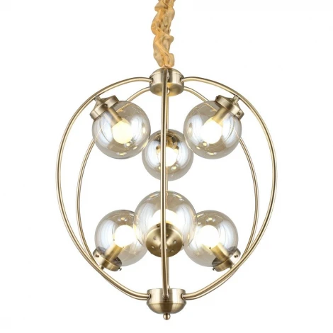 Подвесная люстра Omnilux Serrano OML-94513-06 (220V, на цепи, шар, шарики)