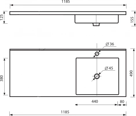 Мебельная раковина Misty Куба 120 D R