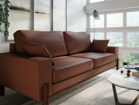 Диван Arsko прямой Хангель экокожа коричневая
