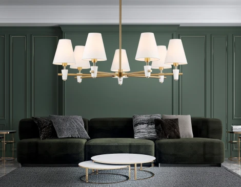 Потолочная люстра на штанге с абажурами и мрамором Ambrella Ceramo Classic LH75045