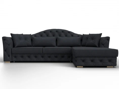 Диван угловой Артис правый угол (Брус,Рейка,Замша/Темно-серый) Лига Диванов 128038