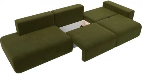 Диван прямой Лига-036 НПБ Модерн Лонг подлокотник справа (Зеленый/Микровельвет) Лига Диванов арт.121351