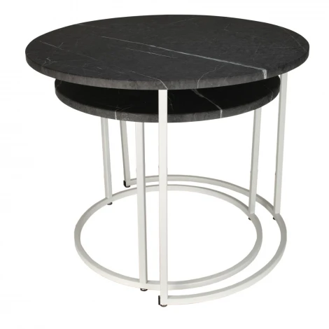 Стол журнальный МеталлАрт М001 черный мрамор/белый Mebelik 009485