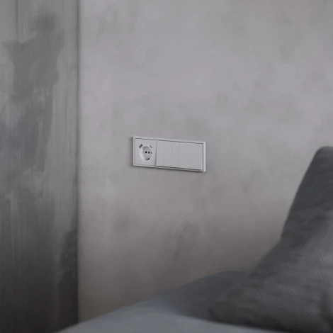 Накладка для розетки с заземлением и защитными шторками с USB A+C (серый) Voltum S70 VLS001016