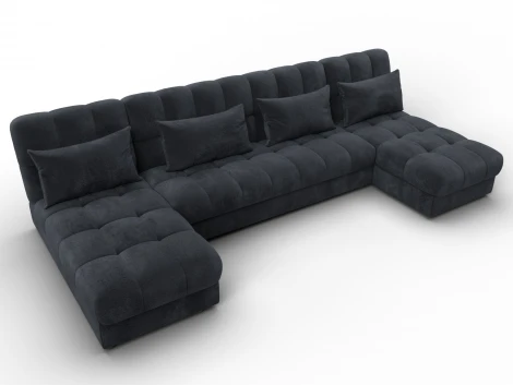 Диван П-образный Лига-116 НПБ (ДСП,ЛДСП,Велюр/Темно-серый) Лига Диванов 137313